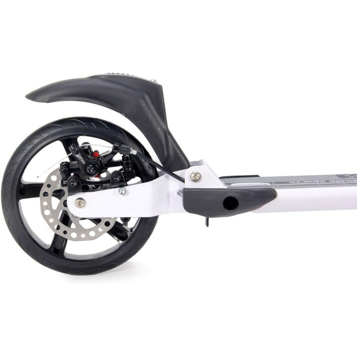 Самокат двоколісний складний Kickscooter для дітей 8-12 років, підлітків та дорослих, регульований кермо, колеса PU 200 мм, дискове та ножне гальмо, білий/чорний