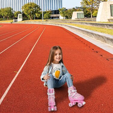 Дитячі ролики Supfine – регульовані, з підсвічуванням, розмір 31-38 (S/M), для дівчаток та хлопчиків, рожеві