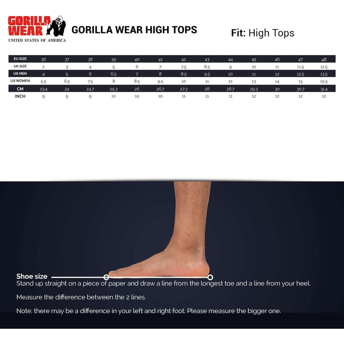Кросівки Gorilla Wear High Tops чорного кольору - для бодібілдингу та фітнесу, чорний, 39 EU (жіночі та чоловічі)