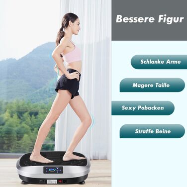 Вібраційна платформа для дому Sport - 6 програм, для м'язів та схуднення, срібна