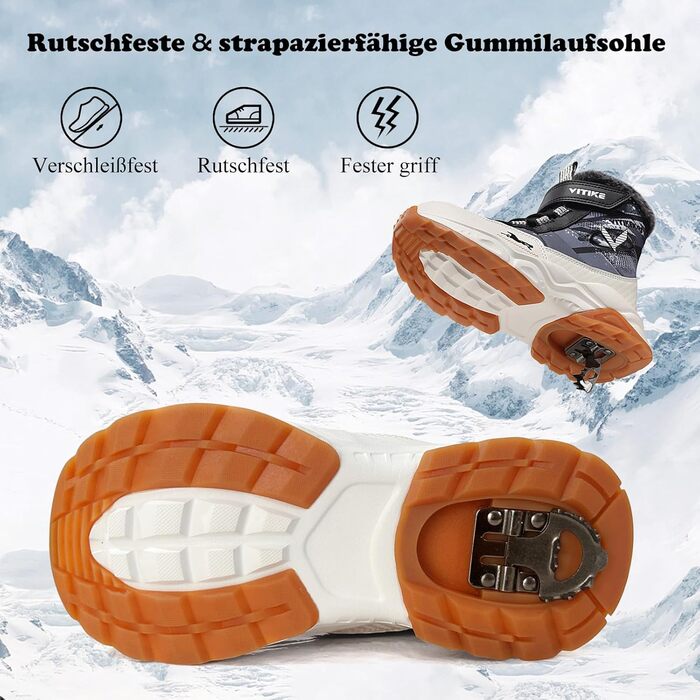 Дитячі зимові черевики JMFCHI для хлопчиків та дівчаток: трекінгові, для ходьби, з підкладкою, чорно-сірі (35 EU)