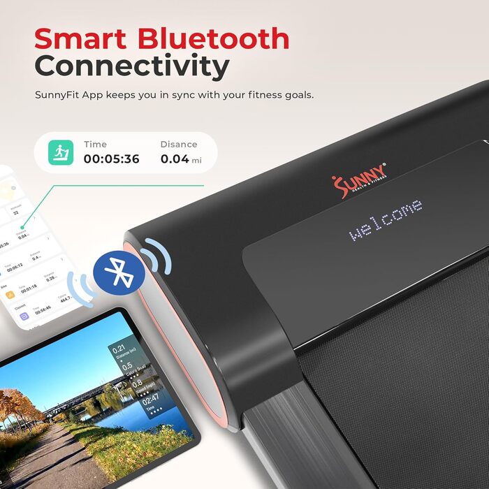 Бігова доріжка Sunny Health & Fitness SF-T7945SMART під стіл, розумна, тонка, з пультом, енергоефективна, підвищена безпека