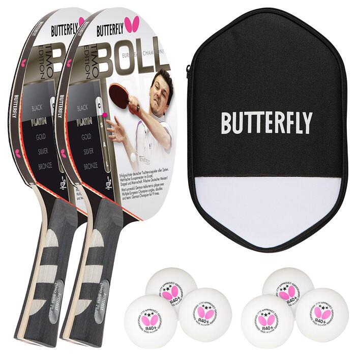 Набір для настільного тенісу Butterfly Timo Boll Platin: 2 ракетки + чохол + 6 м'ячів ITTF R40+