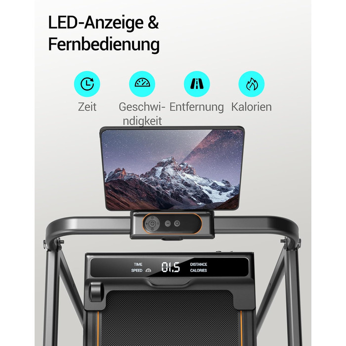 Біговий тренажер CURSOR для дому, складаний, 10 км/год, нахил 16%, безщітковий двигун 3.0CV, максимальне навантаження 136 кг, помаранчевий