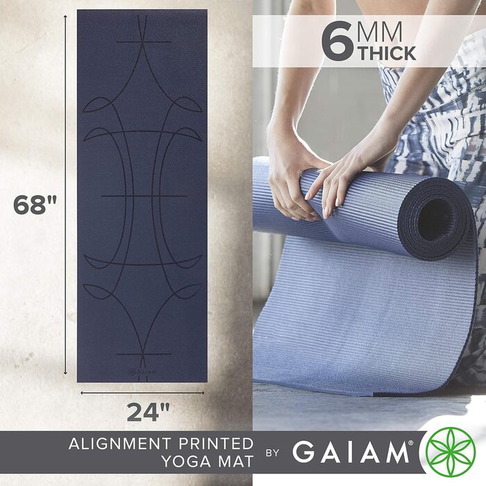 Килимок для йоги Gaiam Premium 6mm з принтом - товстий, нековзний для йоги, пілатесу та фітнесу