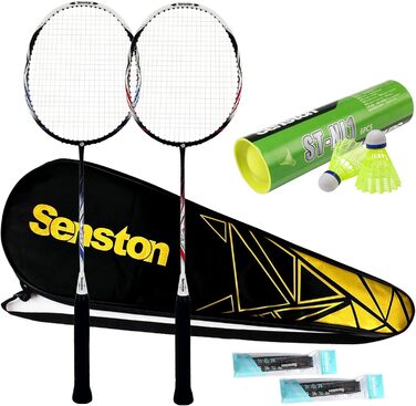Набір для бадмінтона Senston: ракетки з карбону, сумка та 6 воланчиків, червоний/синій