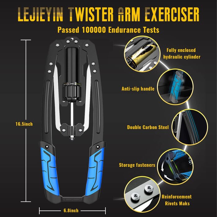 Гідравлічний тренажер для пресу та грудей LEJIEYIN Power Twister, 10-200 кг, для дому, синій