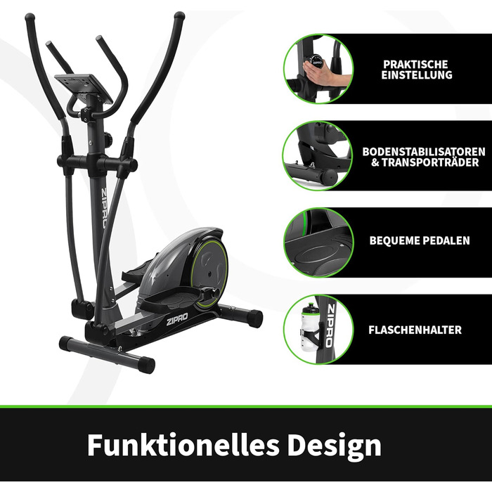 Zipro Crosstrainer Hulk: Магнітний тренажер для дому, до 150 кг, чорний