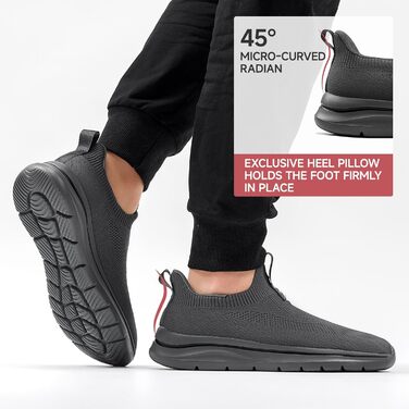 Чоловічі сліпони Sosenfer: зручні, дихаючі кросівки без шнурівків для занять спортом, прогулянок та тренувань (1272, темно-сірий, 43 EU)