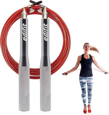 Стрибкове канат Edifit для фітнесу та боксу, 3 метри, регульована ручка 165 мм (червоний та сірий)