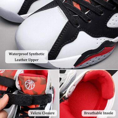 Дитячі баскетбольні кросівки: антиковзаючі, для хлопчиків та дівчаток, розміри 28-39 EU, червоно-білі