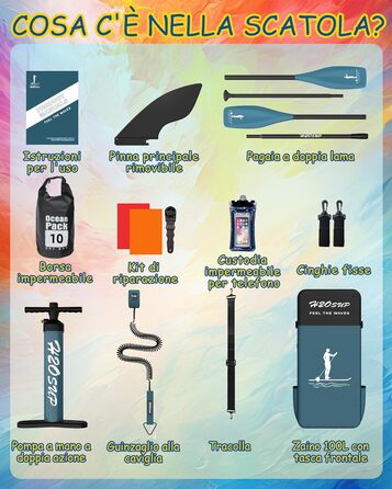 Надувний SUP дошка H2OSUP Stand Up Paddling Board - широка, з аксесуарами, для всіх рівнів, червона