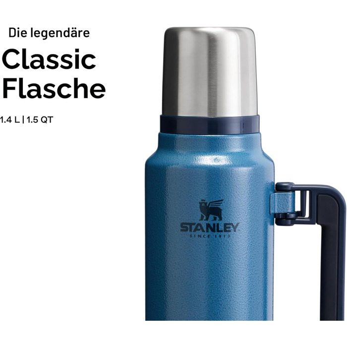 Термос Stanley Classic Legendary 1.4 л, нержавіюча сталь, 40 год утримання тепла/холоду, BPA-free, Hammertone Lake