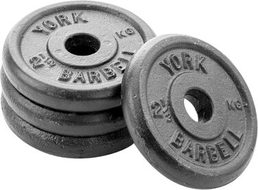 Набір гантельних дисків York Fitness 4 x 2.5 кг з чавуну для силових тренувань і нарощування м'язів, міцні універсальні пластини для фітнесу