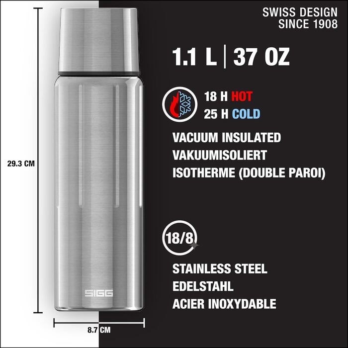 Термос SIGG Gemstone IBT з чашкою, ізольована пляшка для напоїв, нержавіюча сталь 18/8, легка, герметична, BPA-free, 0,5/0,75/1,1 л