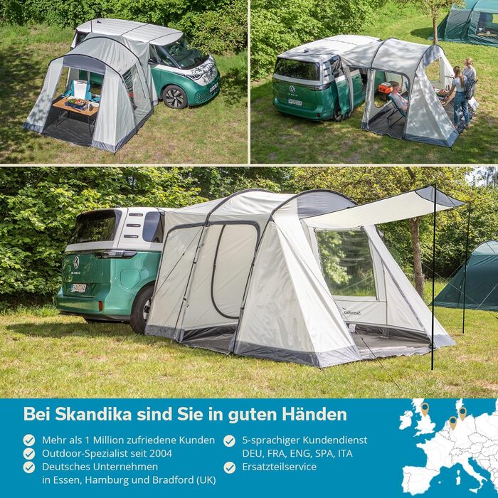 Намет Skandika Tunnelzelt Camper Tramp Protect для кемпінгу 2-4 особи, сірий | Водонепроникний намет з інтегрованою підлогою, москітною сіткою, для фургонів, мінівенів, подорожей