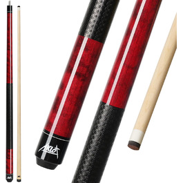 AKLOT Більярдний кий 58' (18oz-21oz) - канадський клен, шкіряна насадка 13mm, 3D ручка, прецизійне з'єднання, для гравців (Бордовий, 570g)