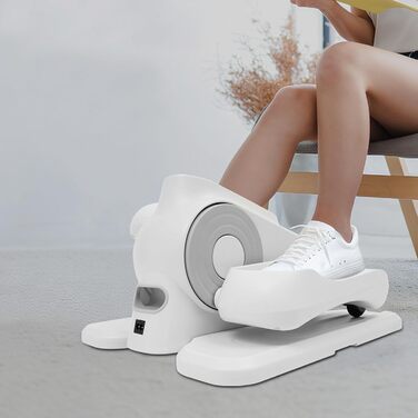 Еліпсотренажер електричний, міні-еліпсотренажер з пультом дистанційного керування та неслизьким килимком, 12 швидкостей, тихий, для офісу, підлітків, людей похилого віку (білий)