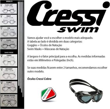 Окуляри для плавання Cressi Swim Cobra, захист від ультрафіолету, антифог