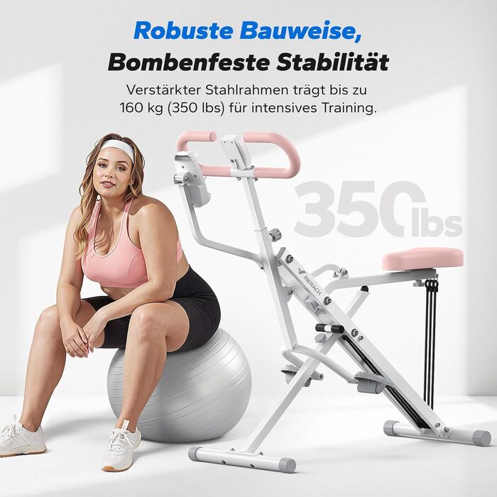 MERACH 2-в-1 тренажер для присідань та тяги, складаний, для тренування сідниць, ніг та корпусу, 10 хв збірки, до 160 кг (білий, R07 Pro)