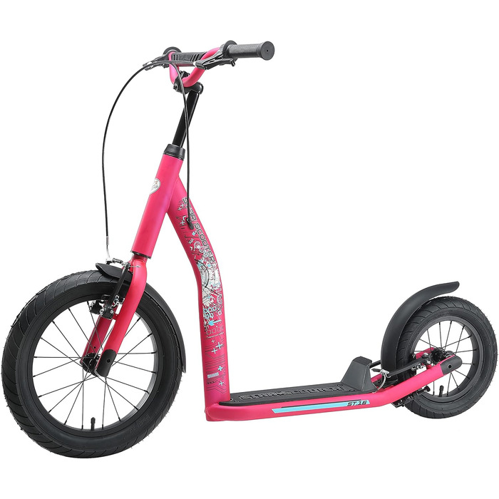 Самокат дитячий STAR SCOOTER City Kick Scooter 16 дюймів, рожевий, з повітряними колесами, регульована висота, для дітей від 8 років