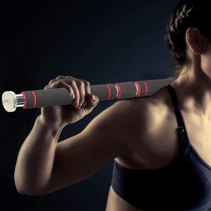 Турнік для дверей Klimmzugstange | Регульована висота 80-130 см | Макс. вантажопідйомність 150 кг | Чорний та червоний | Для силових тренувань