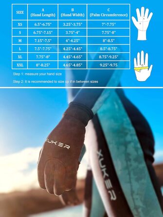 Водні рукавички XUKER 3 мм та 5 мм неопрен, п'ятипалі, теплі, для дайвінгу, снорклінгу, веслування, серфінгу, каякінгу, каное, підводного полювання, катання на лижах (3 мм, чорний)