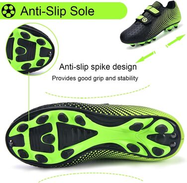 Дитячі футбольні бутси для хлопчиків та дівчаток, низькі, для тренувань та занять спорту на відкритому повітрі, унісекс, розмір 28-37 (37 EU, чорний/зелений)