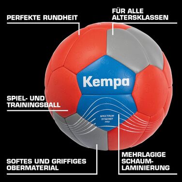 Гандбол Kempa Spectrum Synergy Pro для дітей і дорослих, розмір 2, червоний/сірий/синій