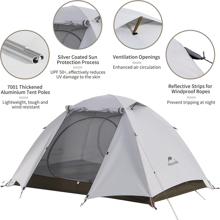 Намет Naturehike Cloud Creek 2-3 особи, ультралегкий, водонепроникний, для кемпінгу та трекінгу, білий