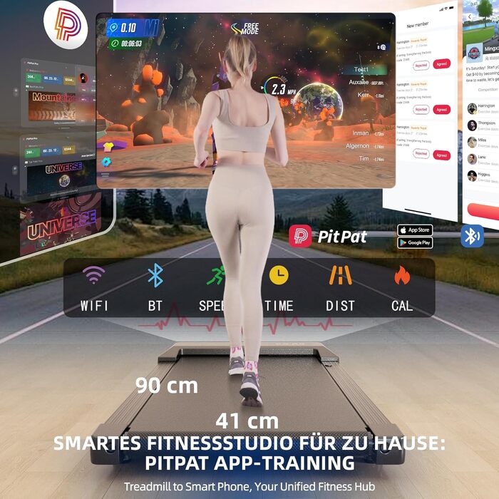 Lacuffy Raceable Walking Pad: Тиха ходунка з LCD-дисплеєм та керуванням через додаток, до 136 кг, для офісу та дому, з крокомером