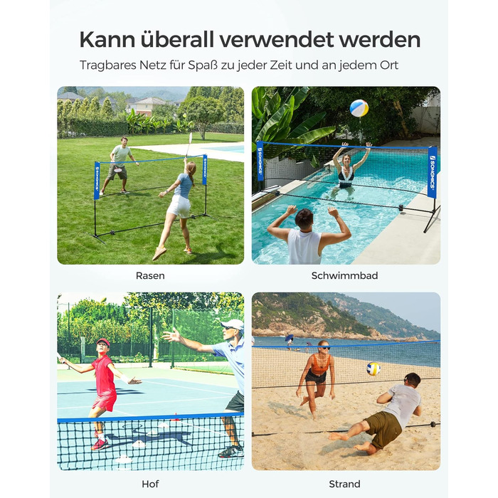 SONGMICS М'язова сітка для бадмінтону та волейболу, регульована висота, 3 м, блакитна
