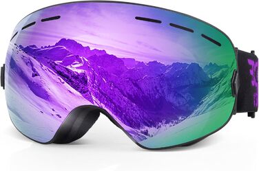 Сноубордична маска EXP VISION для чоловіків і жінок, 100% UV400, антифог, сферична лінза, для окулярів, універсальний розмір, колір Grapes