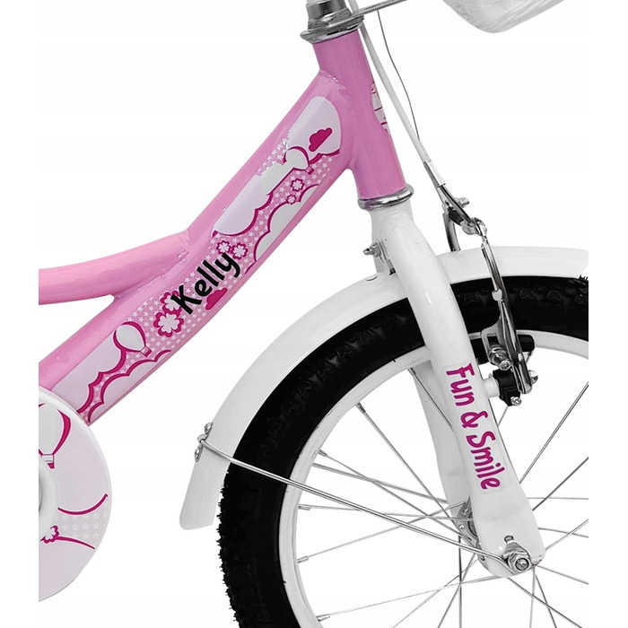 Дитячий велосипед Kelly 16 дюймів, рожевий, з бічними коліщатками