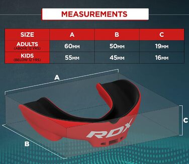 Капа для спорту RDX, захист зубів для бойових мистецтв, MMA, кікбоксинг, хокей, футбол, муай-тай, регбі. Зручна коробка для зберігання. Для дорослих (від 12 років). Червоний колір.
