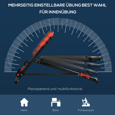 HOMCOM Multi Weight Bench Регульована похила лава для фітнесу Тренажер для живота чорний 64 x 146 x 73.5-85 см для ефективного тренування