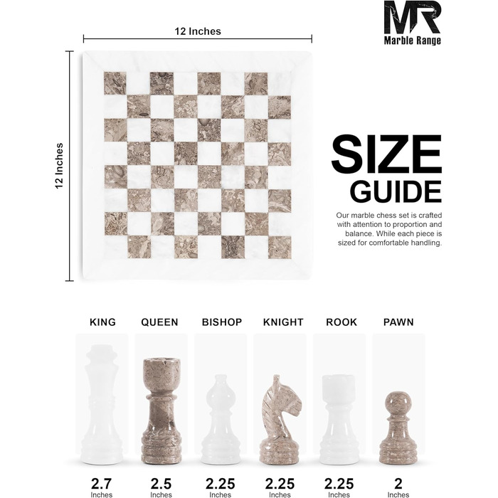 Шаховий набір з мармуру для дорослих, ручної роботи, 32 фігури, 2 додаткові королеви, коробка для зберігання, подарунок, декор (Кораловий & Темно-коричневий) (Білий & Океанічний)