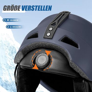 Шолом для лижного спорту та сноуборду Skihel Kit з маскою, білий (темно-синій, L), UV400, PC-шкірка, регульований, унісекс