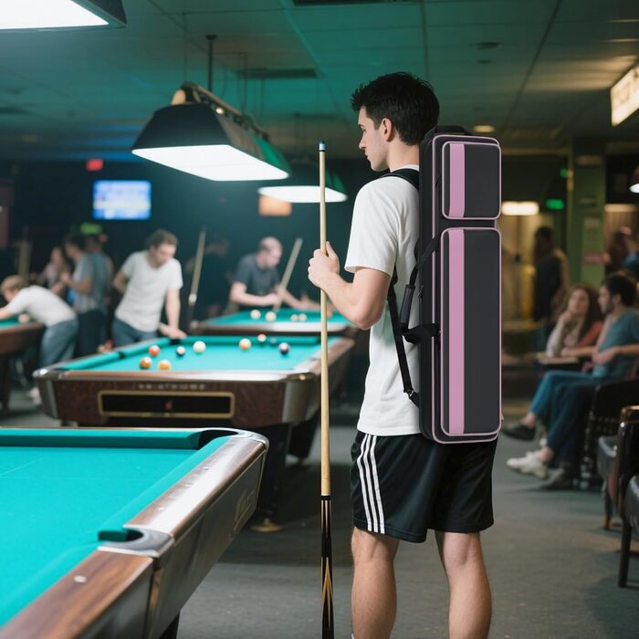 Чохол для більярдних київ на 4 основи та 5 шахт, м'який, з кількома кишенями, для аксесуарів, рожевий