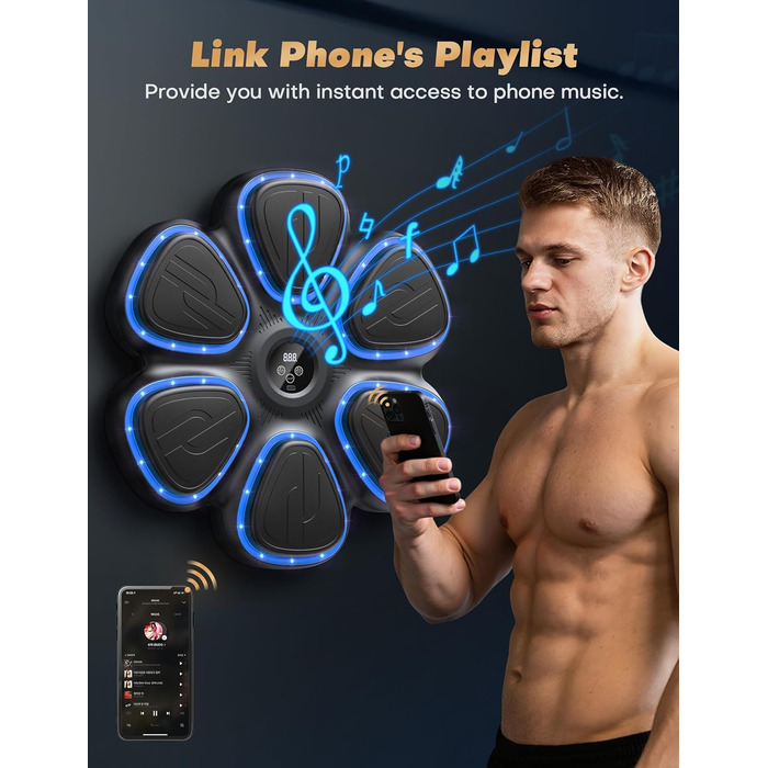 Музична боксерська машина BESSERITE з підсвіткою та рукавичками, для дорослих та підлітків