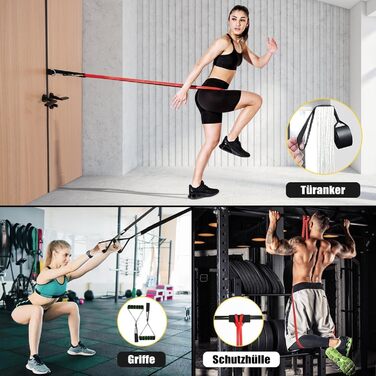 Набір еластичних стрічок для фітнесу Fokky, стрічки опору для силових тренувань, йоги та пілатесу, з дверним кріпленням та ручками