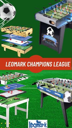 Leomark Стіл для настільного футболу Classic, ігровий кікер для дітей та дорослих, з аксесуарами, 122x61x79 см, для дому та вечірок