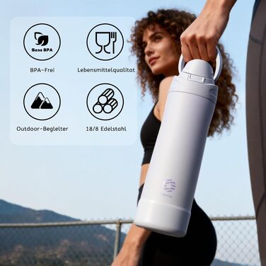 Спортивна пляшка для води Fjbottle з нержавіючої сталі 750 мл з кнопковим відкриванням та силіконовим дном, фіолетова