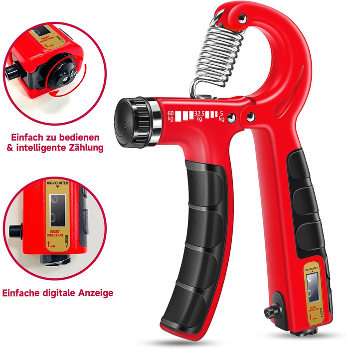 FitBeast Набір для тренування рук (5 шт.): підручники для підручників, фінгердехнери, м'яч для хвата, м'яч для зняття стресу. Колір: бордовий