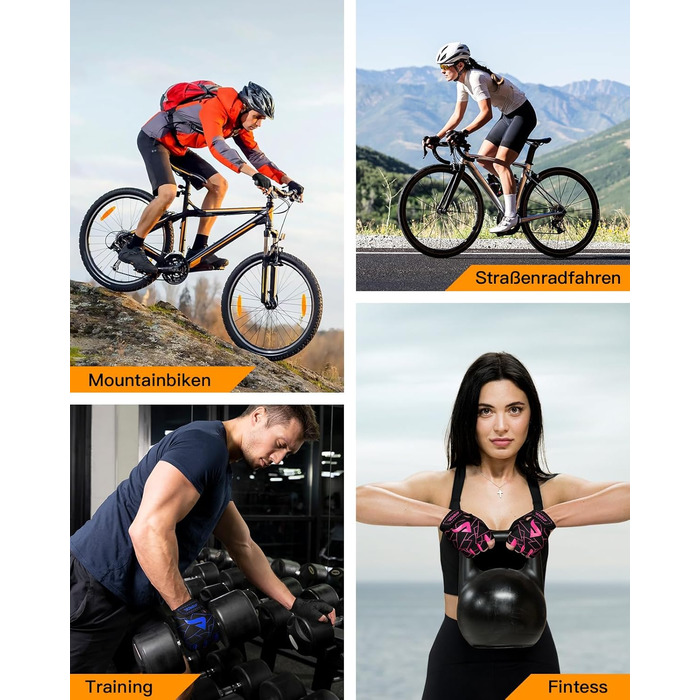 Велосипедні рукавички ATERCEL напівпальцеві для чоловіків - рукавички для велоспорту TB з SBR-подушками для їзди на велосипеді, фітнесу (Блакитний, S)