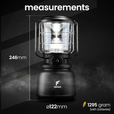 LED Ліхтар для кемпінгу BigBoy 1300 Lumen, IP64, регулювання яскравості, змінна колірна температура, акумуляторний, зелений