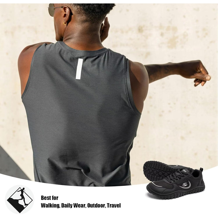 Взуття для бігу HOBIBEAR | Кросівки для трейлраннінгу з широкою передньою частиною | Чорні (43 EU)