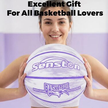 Баскетбольний м'яч Senston, розмір 7, фіолетовий. З набором для накачування. Антиковзаюча поверхня, відмінне зчеплення. Для гри на вулиці.