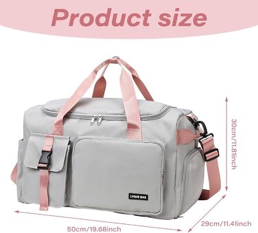 Спортивна сумка-рюкзак 2 в 1 на 42л з відділенням для взуття та мокрих речей, універсальна дорожня сумка для тренувань, плавання та подорожей (Сіра)