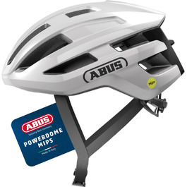 ABUS PowerDome MIPS шолом для велосипеда - легкий шолом з вентиляцією та захистом від ударів - Made in Italy - для жінок та чоловіків, білий (глянцевий білий), розмір S (51-55 см)